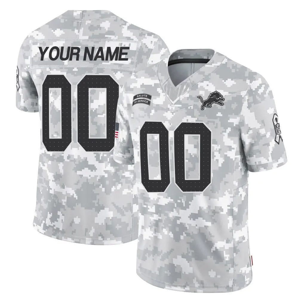 Davalo Custom D.Lions Arctic Camo Salute To Service Limited Any Name & Numbers Stitched Jerseys