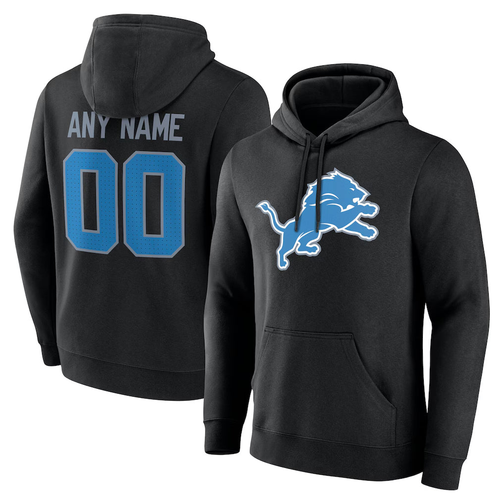 Davalo Custom D.Lions Black Pullover Hoodies Limited Any Name & Numbers Stitched Jerseys