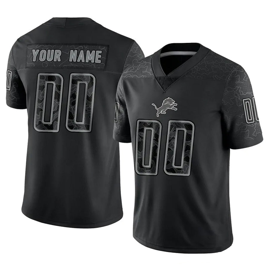 Davalo Custom D.Lions Black RFLCTV Limited Stitched Jerseys