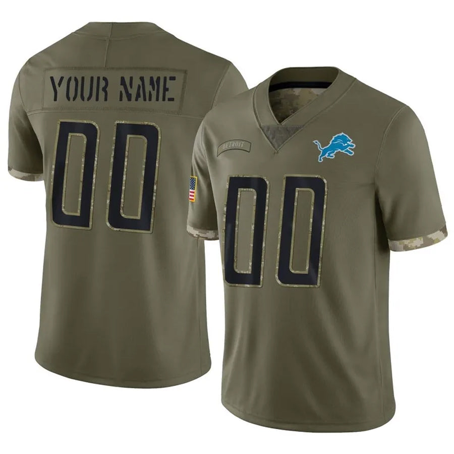 Davalo Custom D.Lions Olive Salute To Service Limited Stitched Jerseys