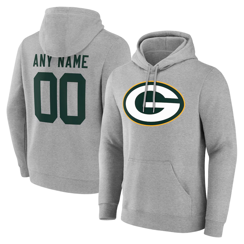 Davalo Custom GB.Packers Gray Circuit Logo Pullover Hoodies Limited Game Any Name & Numbers Stitched Jerseys