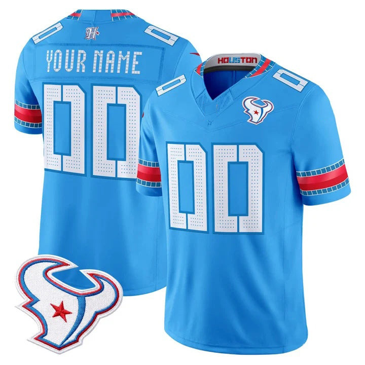 Davalo Custom H.Texans Rivalries Blue Jersey - All Stitched