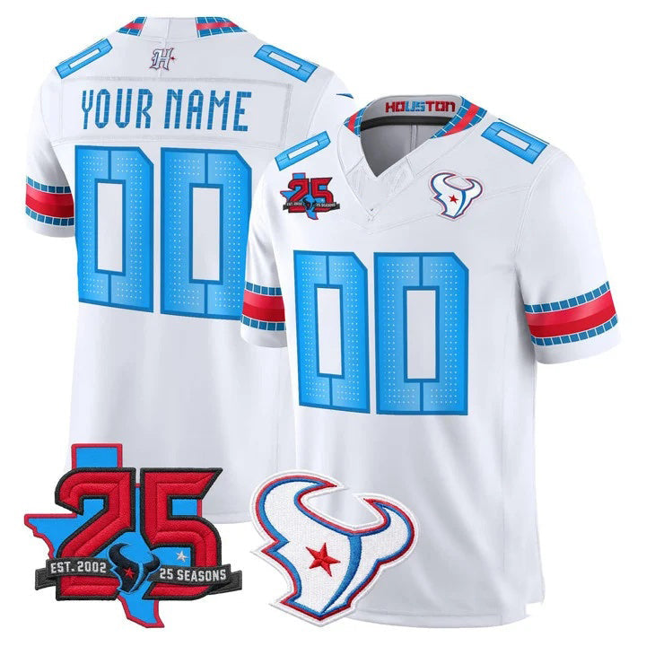 Davalo Custom H.Texans White Rivalries Jersey - All Stitched