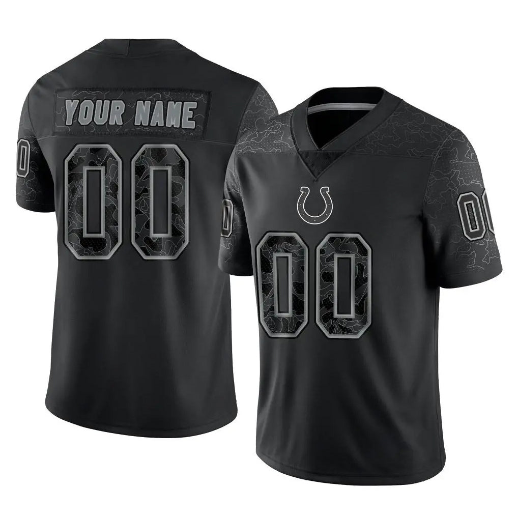 Davalo Custom IN.Colts Black Reflective Limited Game Any Name & Numbers Stitched Jerseys