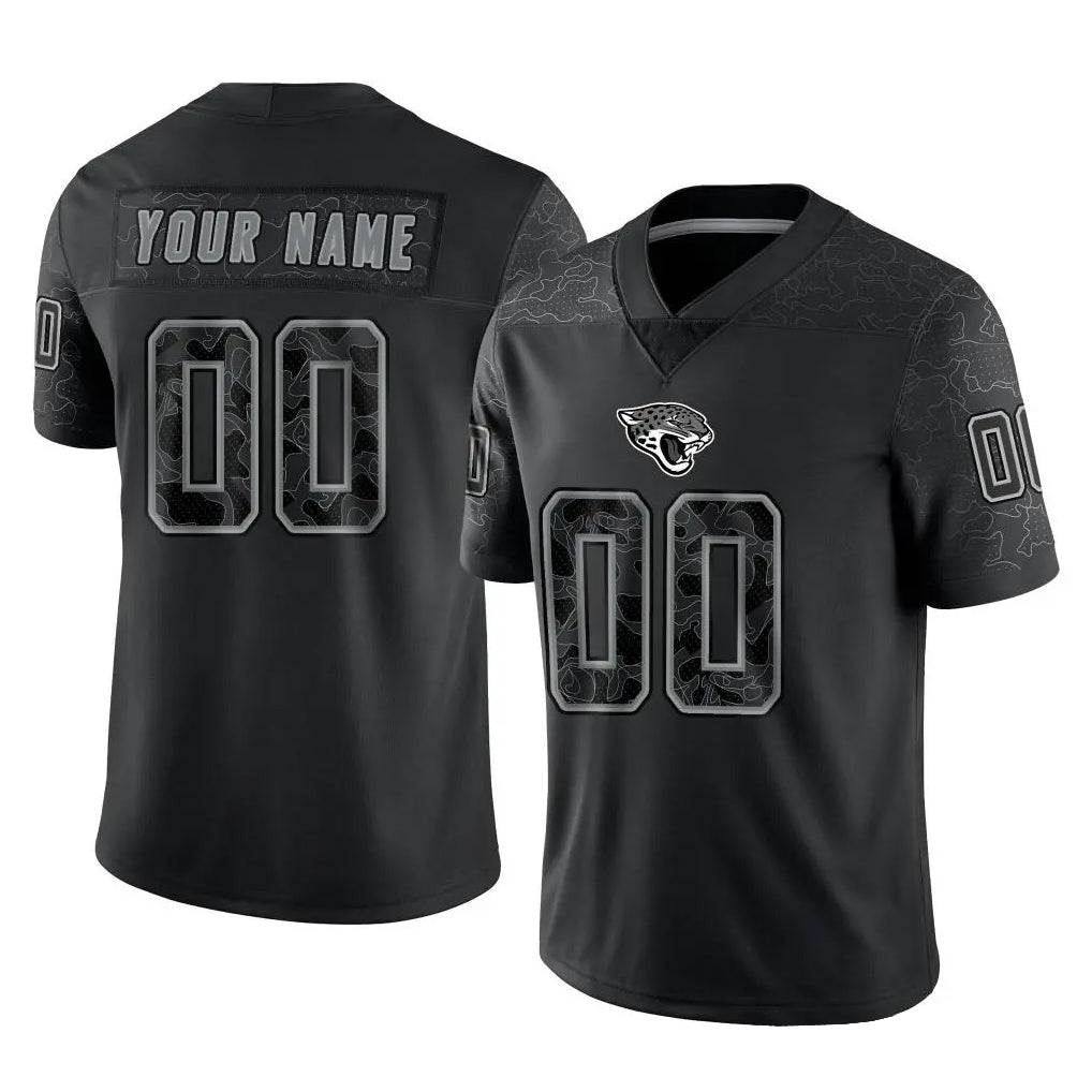 Davalo Custom J.Jaguars Black Reflective Limited Game Any Name & Numbers Stitched Jerseys