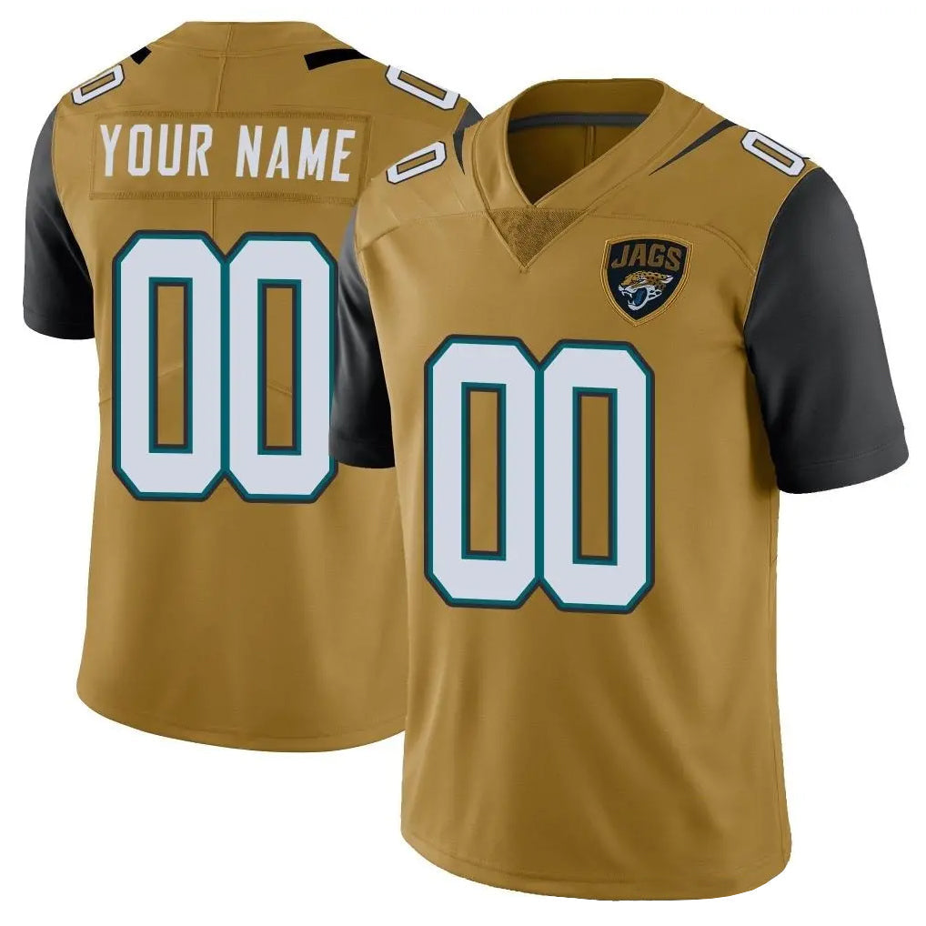Davalo Custom J.Jaguars Gold Vapor Limited Home Game Any Name & Numbers Stitched Jerseys