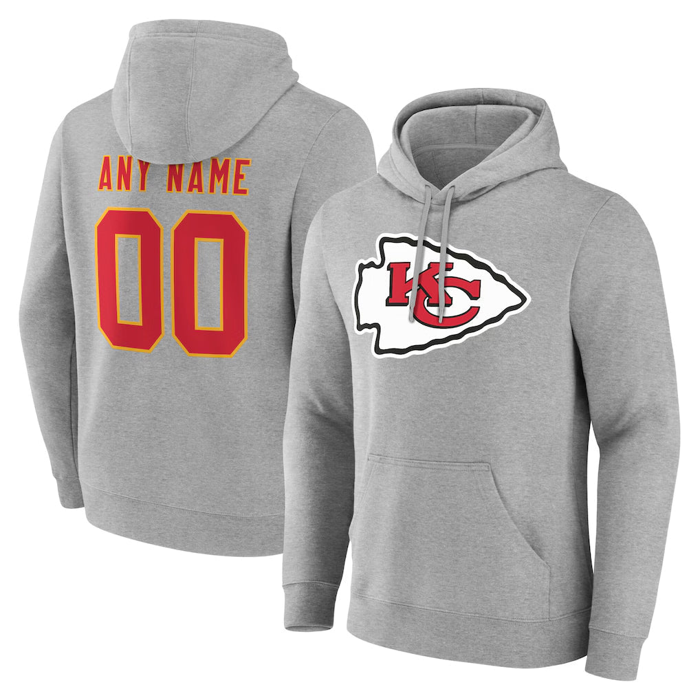 Davalo Custom KC.Chiefs Gray Pullover Hoodies Limited Any Name & Numbers Stitched Jerseys