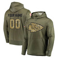 Davalo Custom KC.Chiefs Olive Salute to Service Pullover Hoodies Home Game Any Name & Numbers Stitched Jerseys