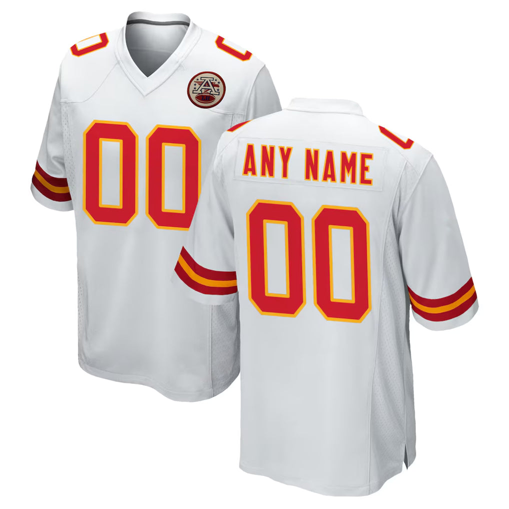 Davalo Custom KC.Chiefs White Home Game Any Name & Numbers Stitched Jerseys
