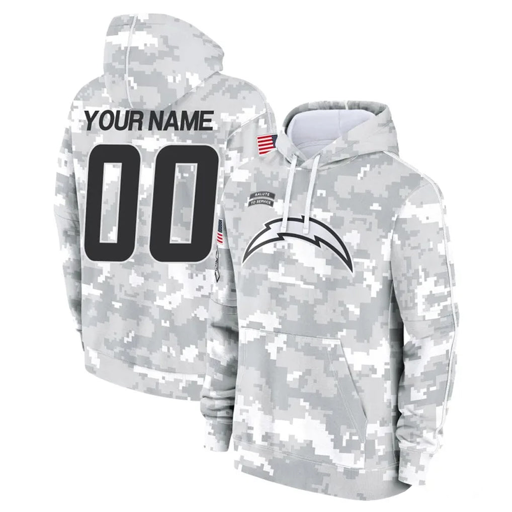 Davalo Custom LA.Chargers Arctic Camo Salute to Service Hoodies Limited Game Any Name & Numbers Stitched Jerseys