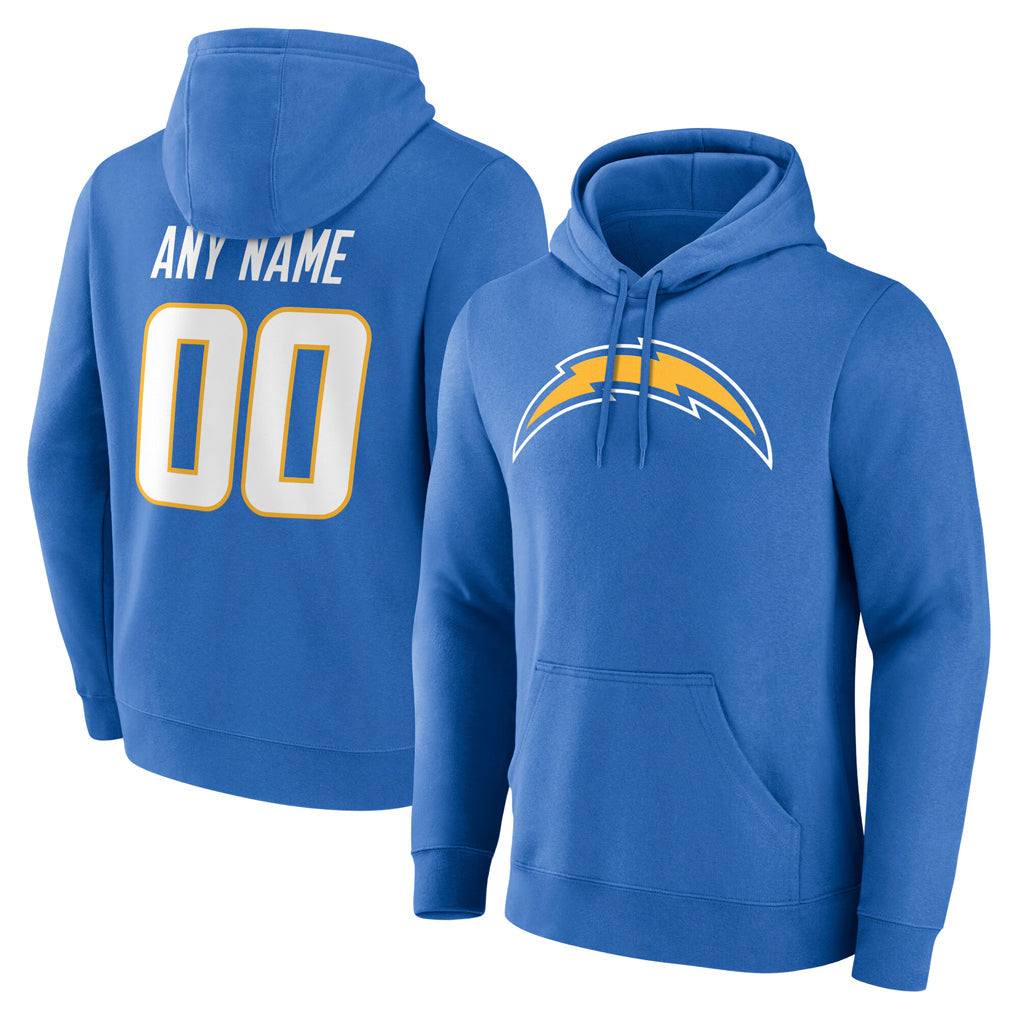 Davalo Custom LA.Chargers Blue LOGO Pullover Hoodies Home Game Any Name & Numbers Stitched Jerseys