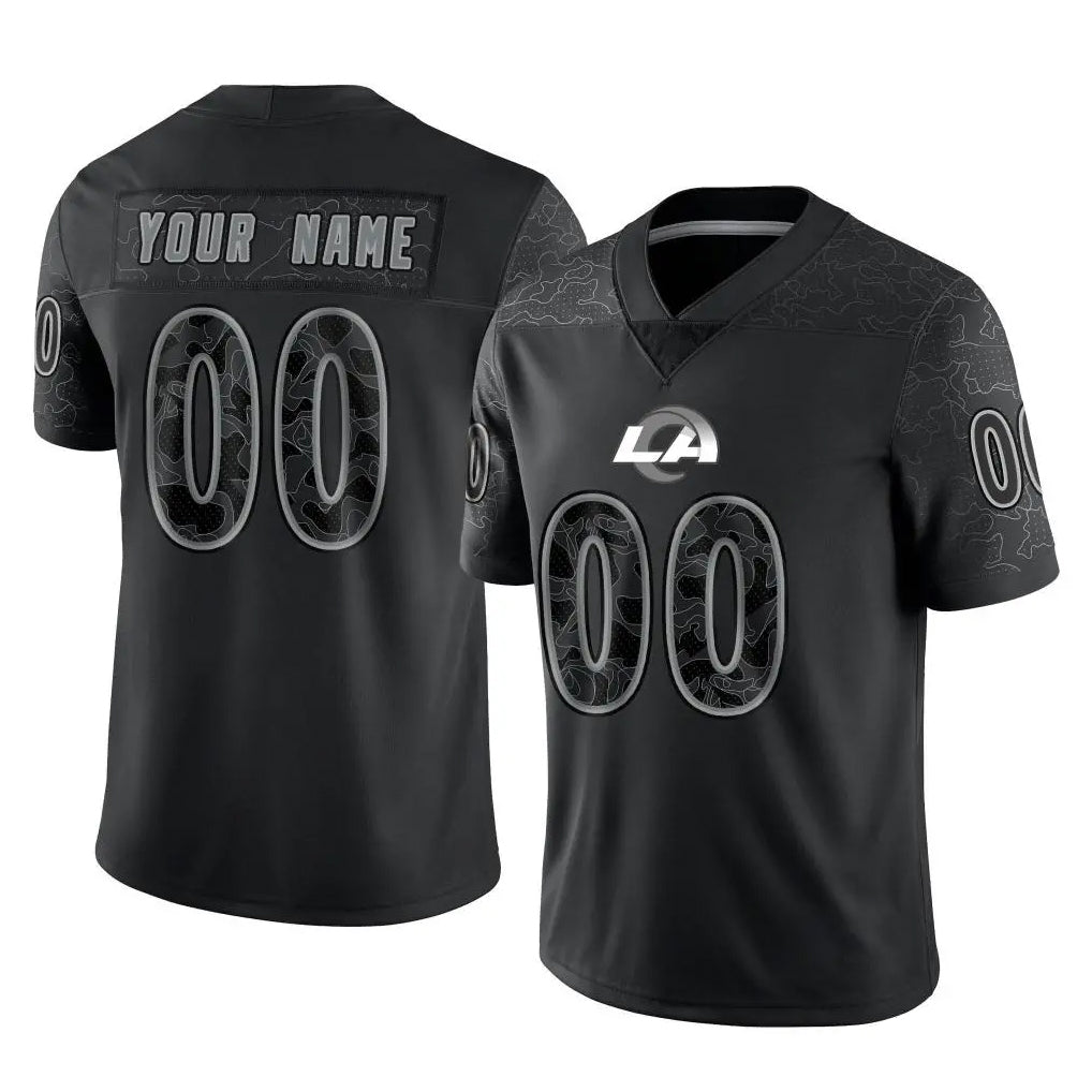 Davalo Custom LA.Rams Black Limited Reflective Home Game Any Name & Numbers Stitched Jerseys