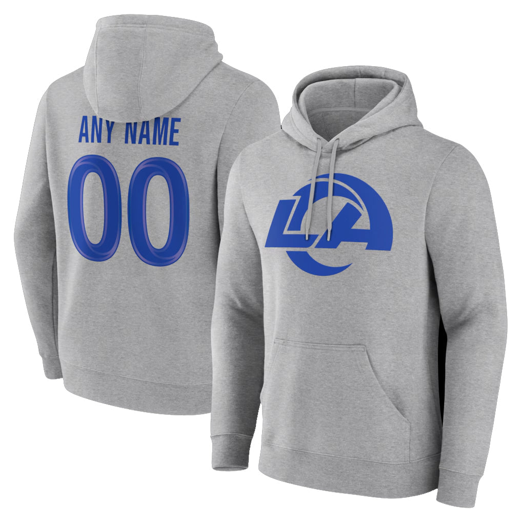 Davalo Custom LA.Rams Light Gray Pullover Hoodie Limited Game Any Name & Numbers Stitched Jerseys