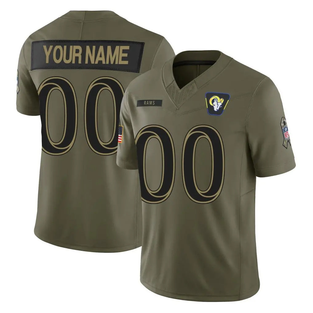 Davalo Custom LA.Rams Olive 2025 Salute To Service Limited Game Any Name & Numbers Stitched Jerseys