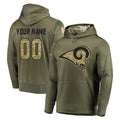 Davalo Custom LA.Rams Olive Salute to Service Pullover Hoodies Home Game Any Name & Numbers Stitched Jerseys