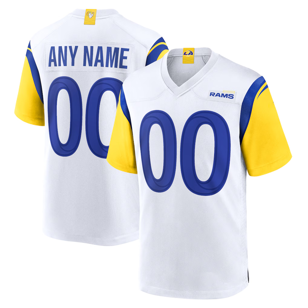 Davalo Custom LA.Rams White Alternate Stitched Jerseys
