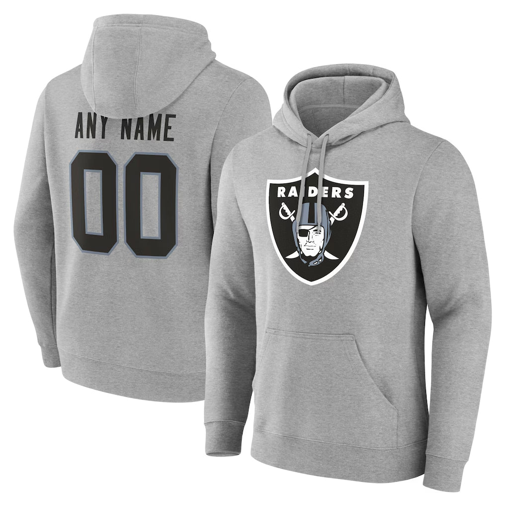 Davalo Custom LV.Raiders Gray LOGO Pullover Hoodies Home Game Any Name & Numbers Stitched Jerseys