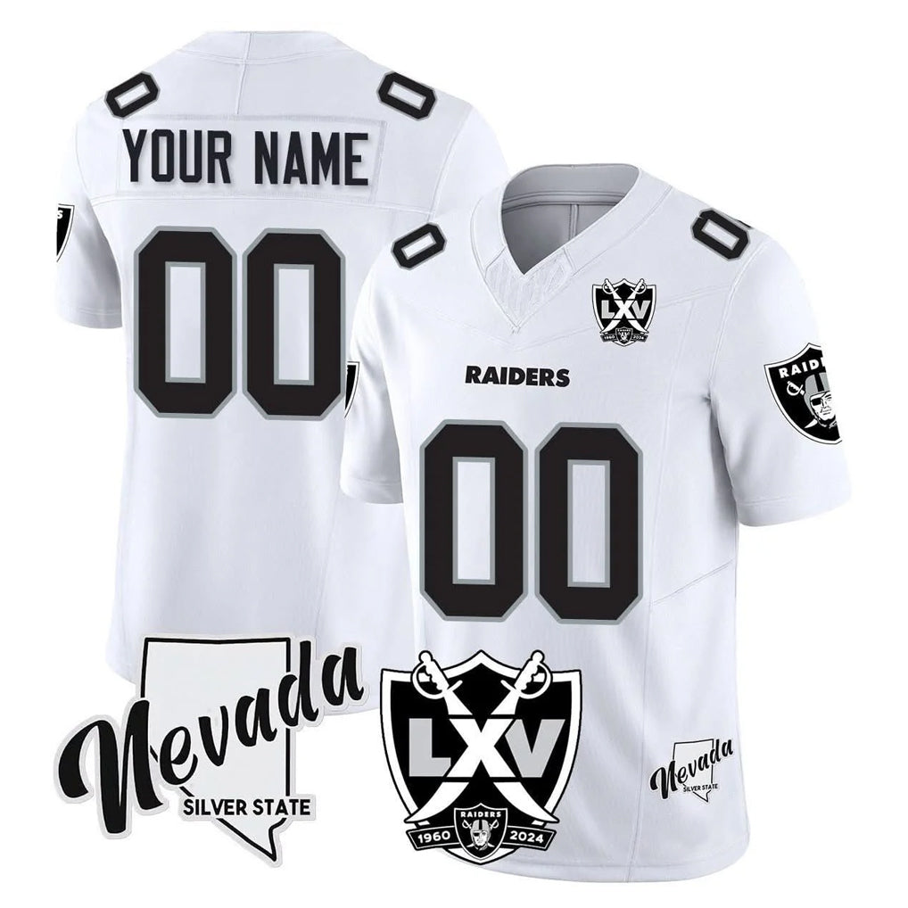 Davalo Custom LV.Raiders White 65th Anniversary Vapor Limited Home Game Any Name & Numbers Stitched Jerseys