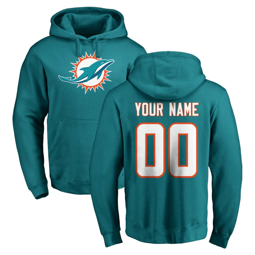 Davalo Custom M.Dolphins Aqua LOGO Pullover Hoodies Limited Any Name & Numbers Stitched Jerseys