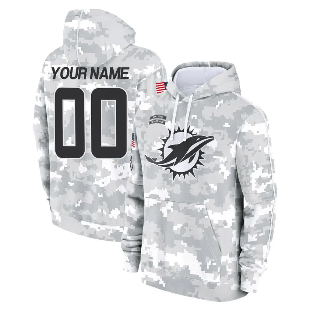 Davalo Custom M.Dolphins Arctic Camo Salute to Service Hoodies Limited Game Any Name & Numbers Stitched Jerseys