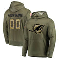 Davalo Custom M.Dolphins Olive Salute to Service Pullover Hoodies Home Game Any Name & Numbers Stitched Jerseys