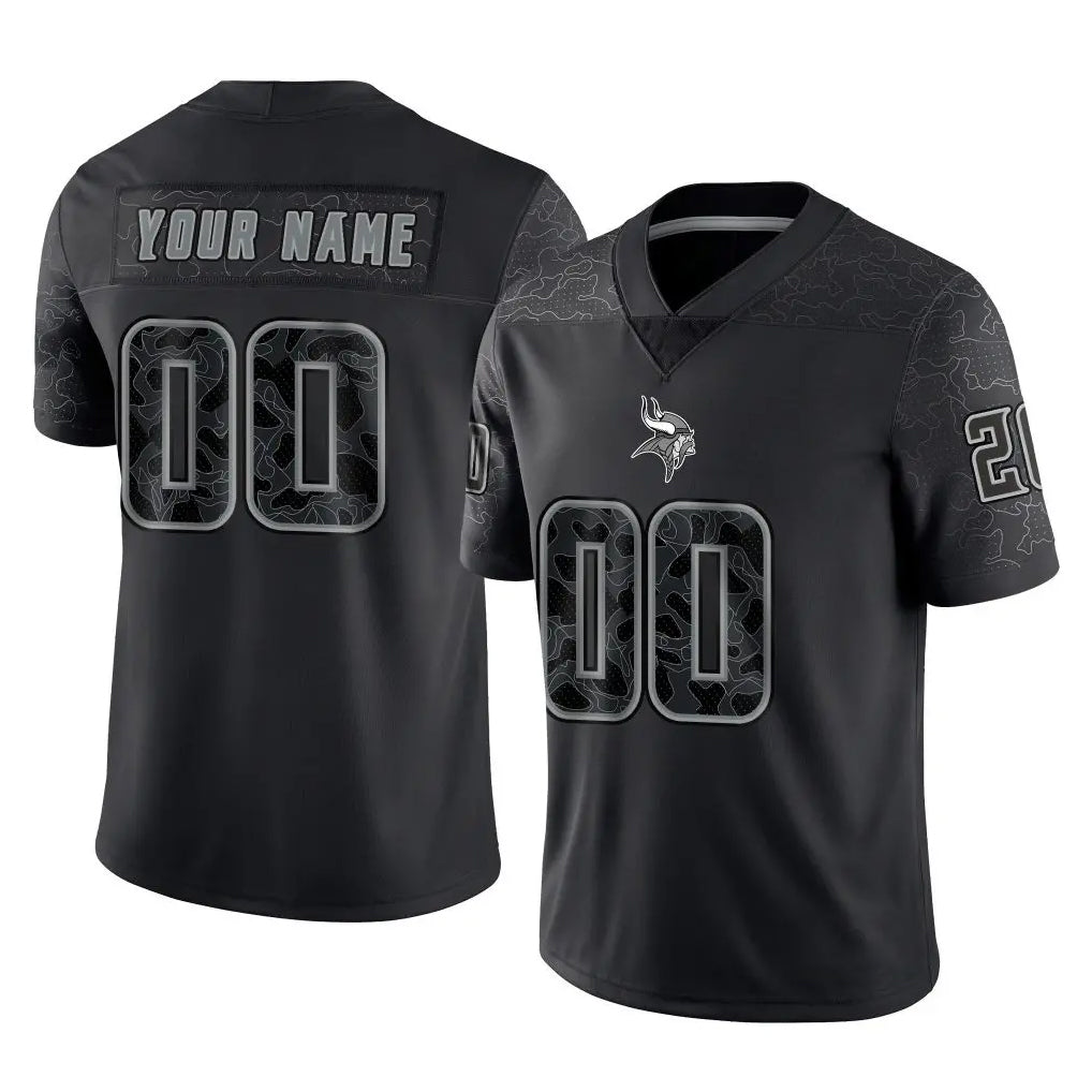 Davalo Custom MN.Vikings Black Limited Reflective Home Game Any Name & Numbers Stitched Jerseys