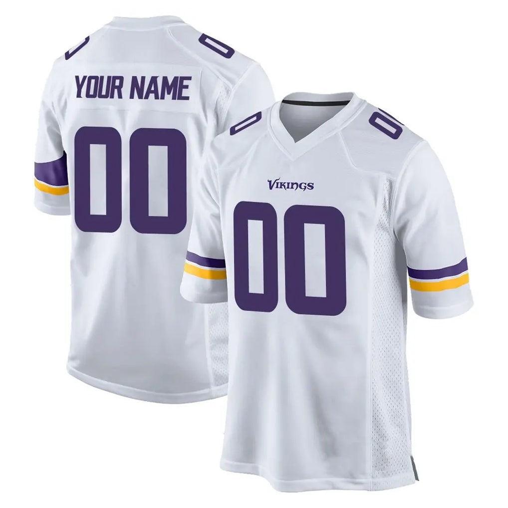 Davalo Custom MN.Vikings White Home Game Any Name & Numbers Stitched Jerseys