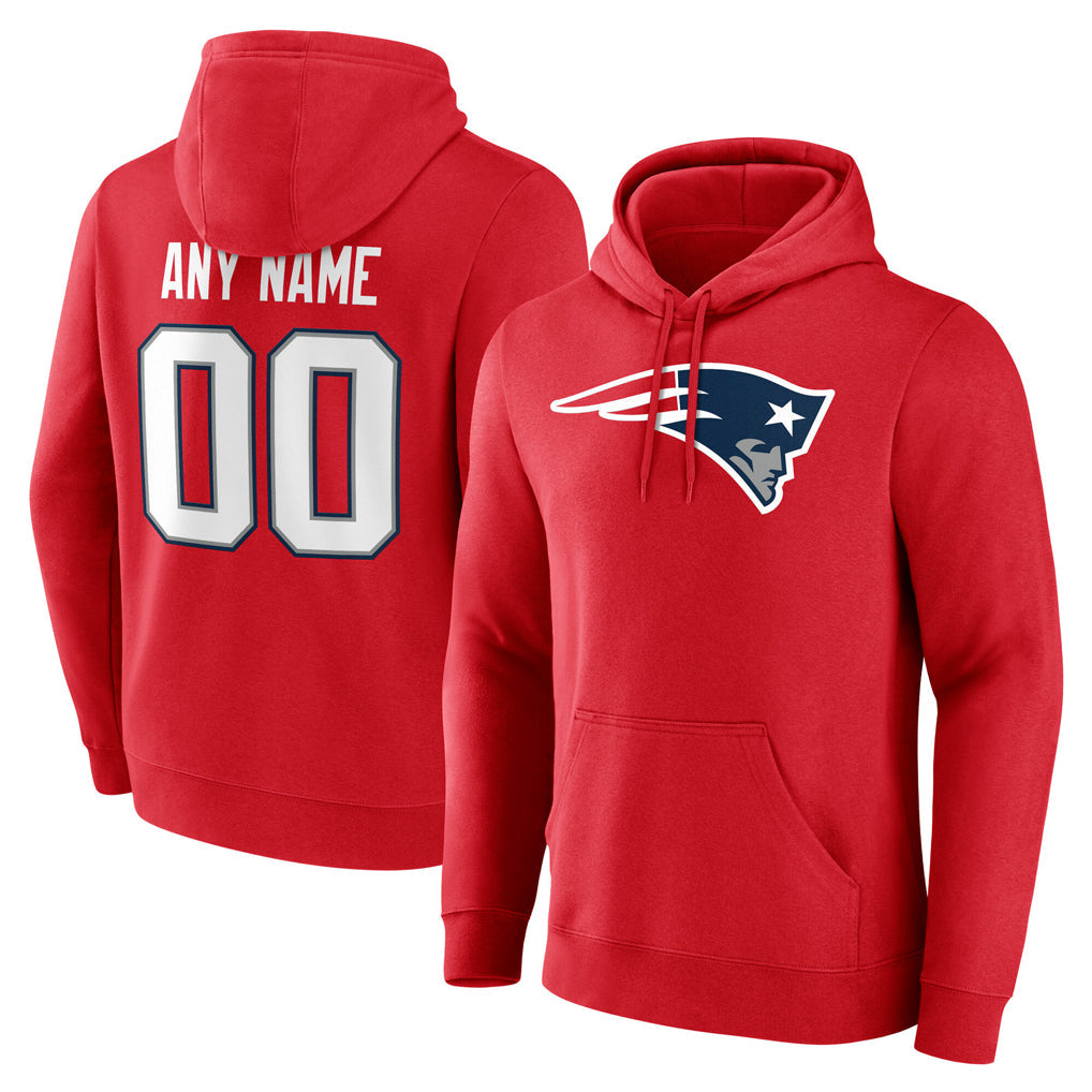 Davalo Custom NE.Patriots Red LOGO Pullover Hoodies Home Game Any Name & Numbers Stitched Jerseys