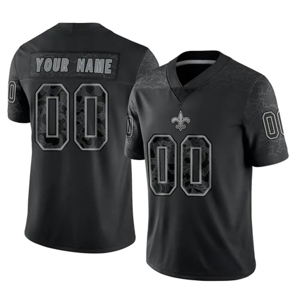 Davalo Custom NO.Saints Black Limited Reflective Home Game Any Name & Numbers Stitched Jerseys