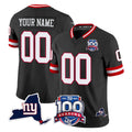 Davalo Custom NY.Giants Black 100th Season & State Patch Vapor Limited Home Game Any Name & Numbers Stitched Jerseys