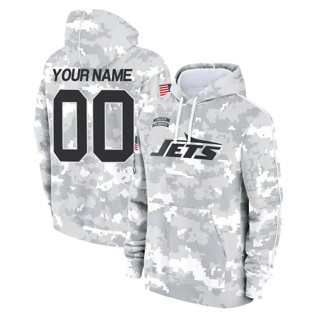 Davalo Custom NY.Jets Arctic Camo Salute to Service Pullover Hoodies Limited Game Any Name & Numbers Stitched Jerseys