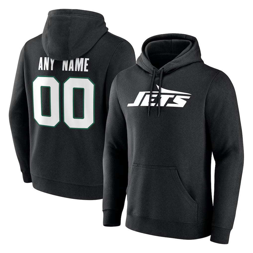 Davalo Custom NY.Jets Black LOGO Pullover Hoodies Limited Game Any Name & Numbers Stitched Jerseys