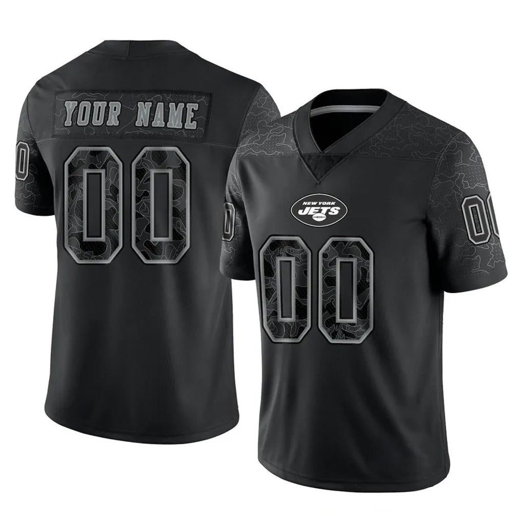 Davalo Custom NY.Jets Black Limited Reflective Home Game Any Name & Numbers Stitched Jerseys
