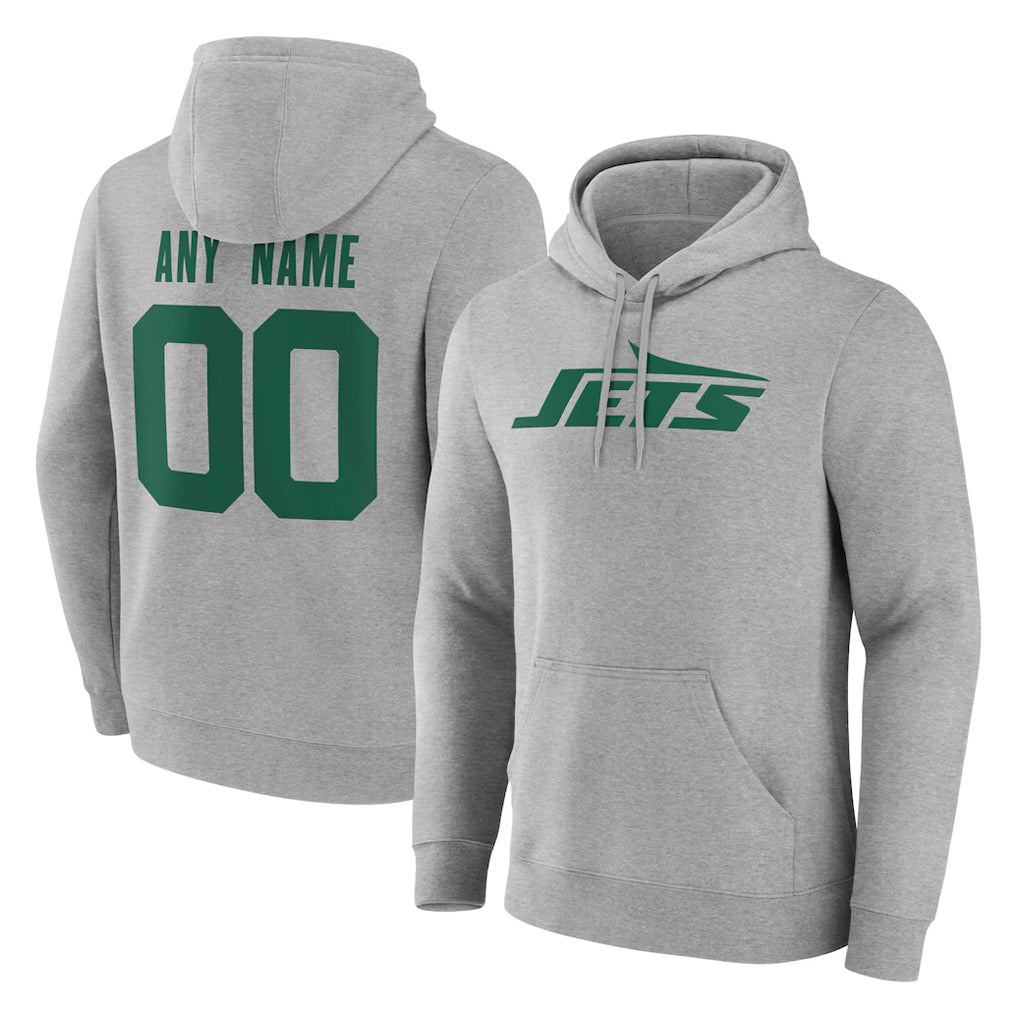 Davalo Custom NY.Jets Gray LOGO Pullover Hoodies Limited Game Any Name & Numbers Stitched Jerseys