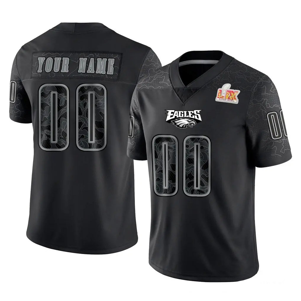 Davalo Custom P.Eagles Black Fashion Super Bowl LIX Home Game Any Name & Numbers Stitched Jerseys