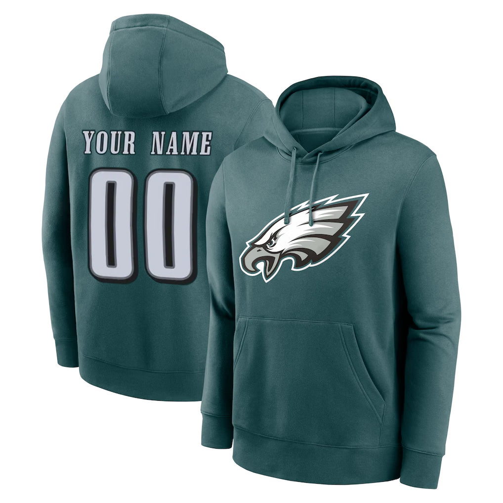 Davalo Custom P.Eagles Midnight Green Performance Pullover Hoodies Home Game Any Name & Numbers Stitched Jerseys