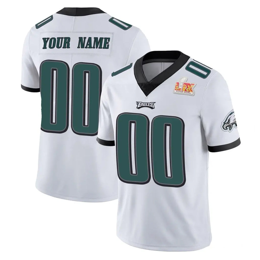 Davalo Custom P.Eagles White Limited Vapor Untouchable Super Bowl LIX Home Game Any Name & Numbers Stitched Jerseys