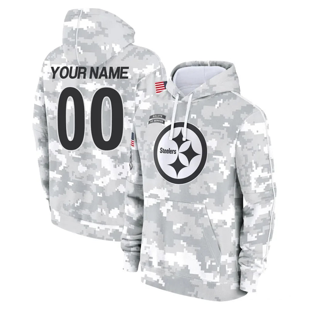 Davalo Custom P.Steelers Arctic Camo Limited Salute to Service Pullover Hoodies Game Any Name & Numbers Stitched Jerseys