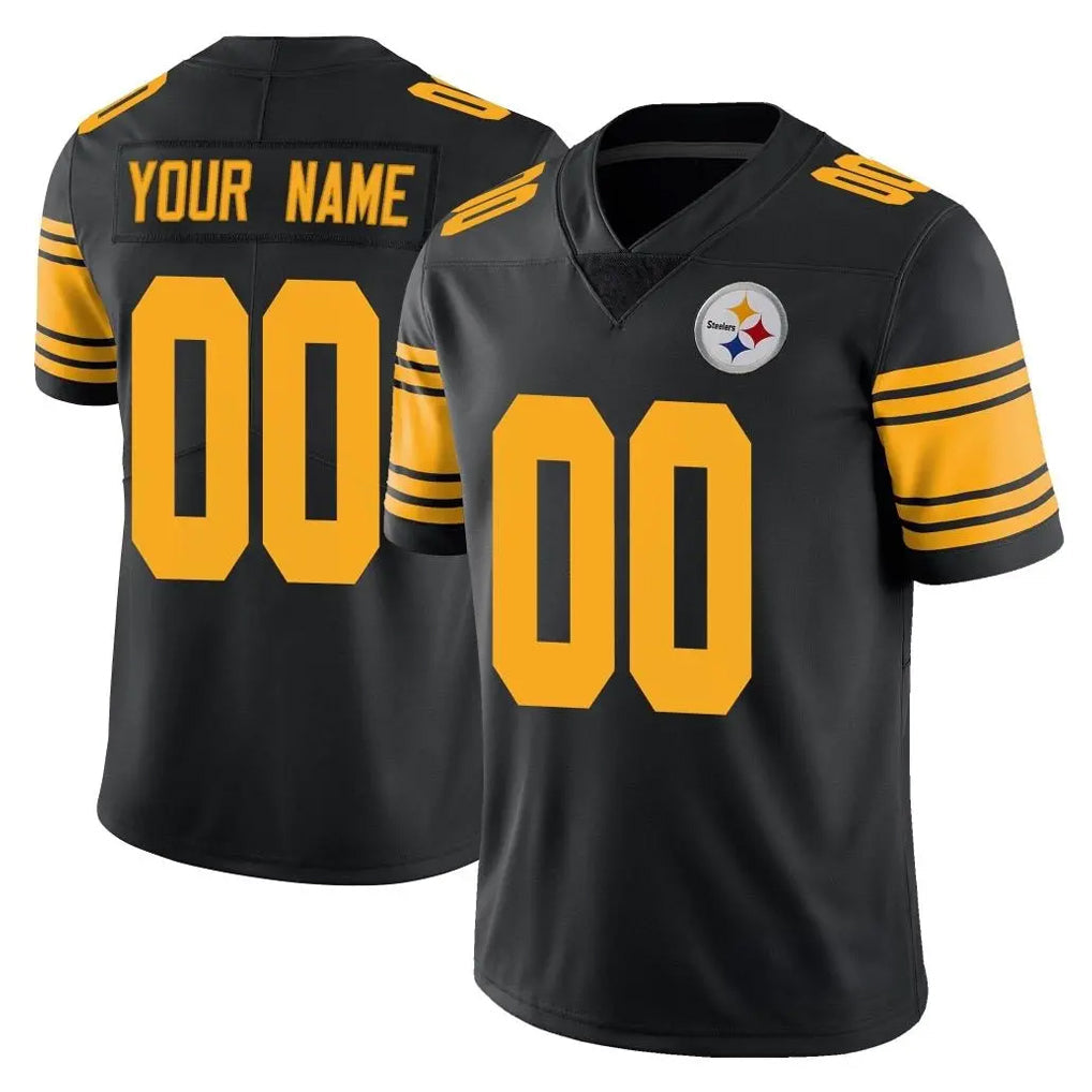 Davalo Custom P.Steelers Black Limited Color Rush Home Game Any Name & Numbers Stitched Jerseys