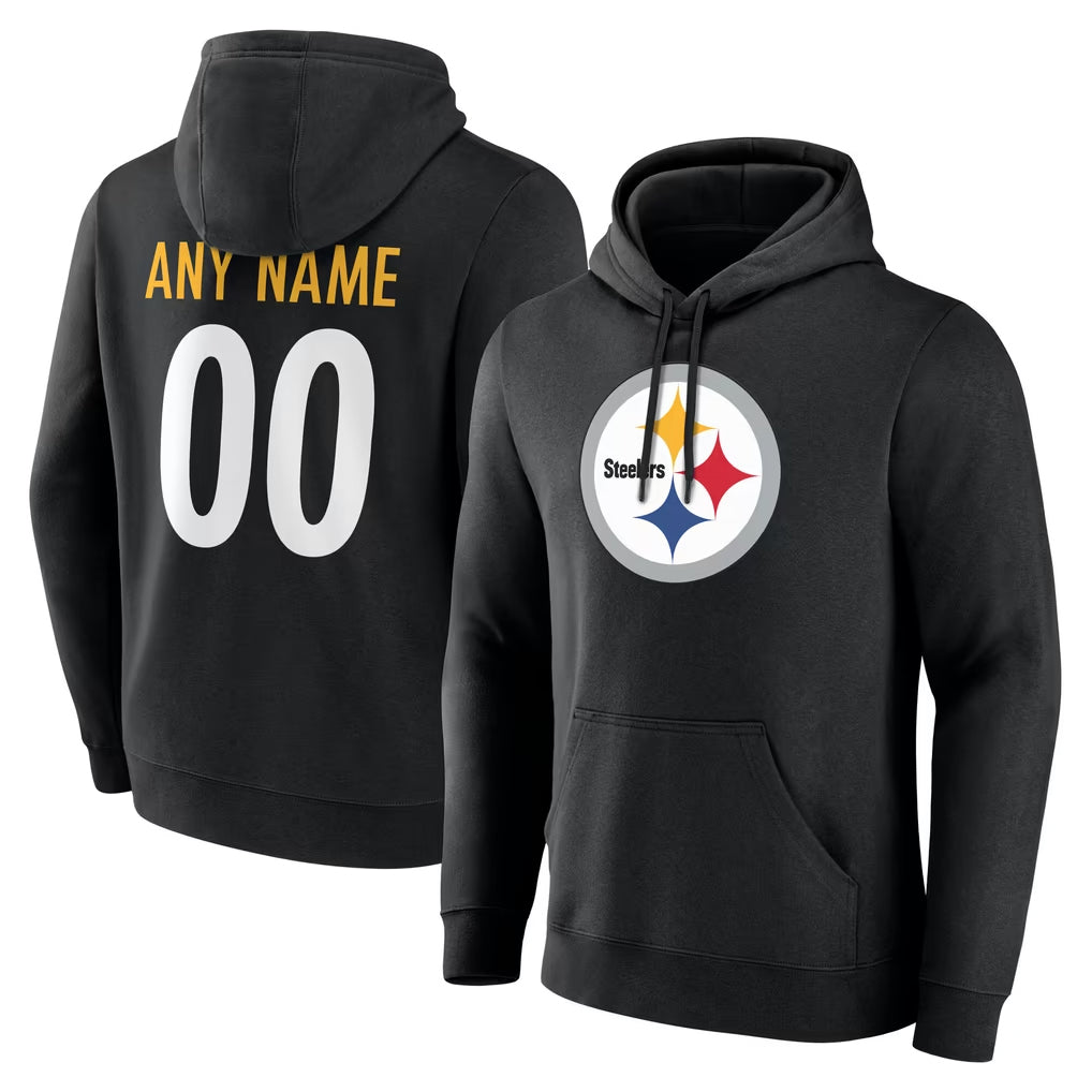 Davalo Custom P.Steelers Blck LOGO Pullover Hoodies Limited Any Name & Numbers Stitched Jerseys
