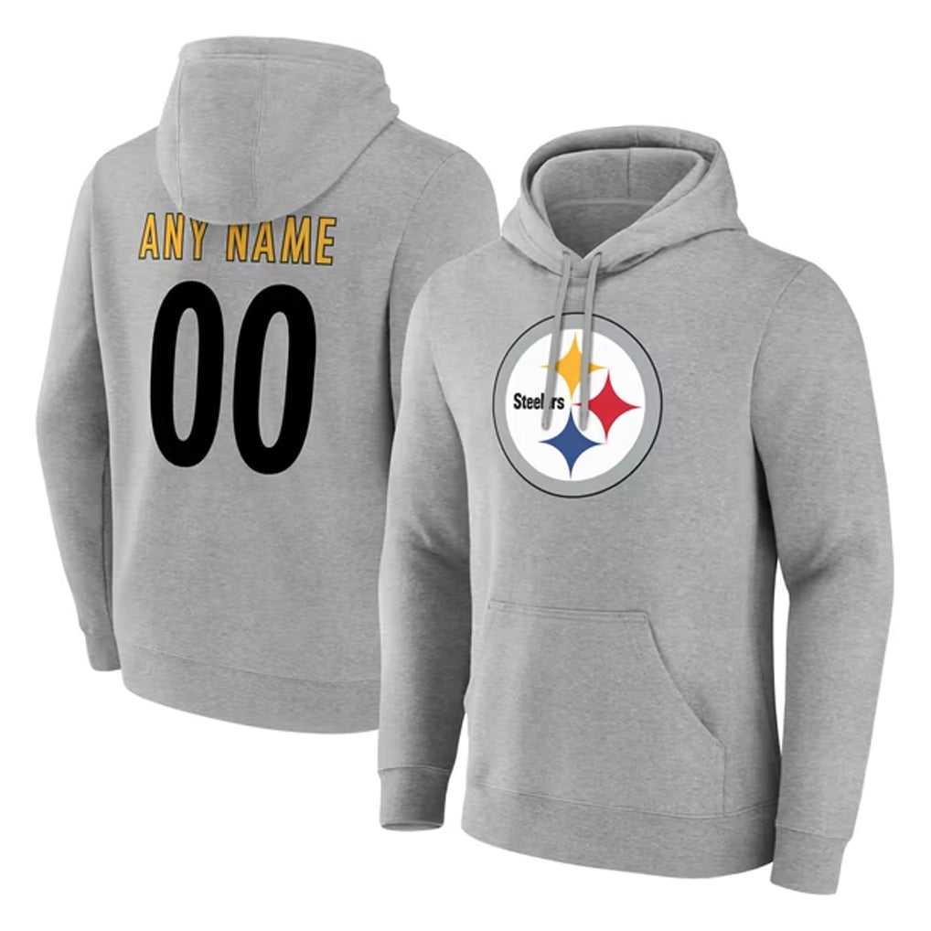 Davalo Custom P.Steelers Gray LOGO Pullover Hoodies Limited Any Name & Numbers Stitched Jerseys