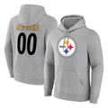Davalo Custom P.Steelers Gray LOGO Pullover Hoodies Limited Any Name & Numbers Stitched Jerseys