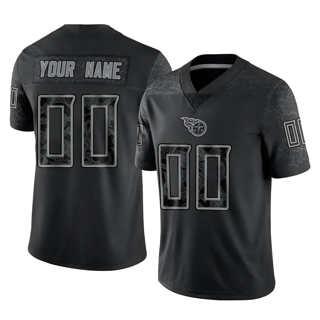 Davalo Custom T.Titans Black Limited Reflective Home Game Any Name & Numbers Stitched Jerseys