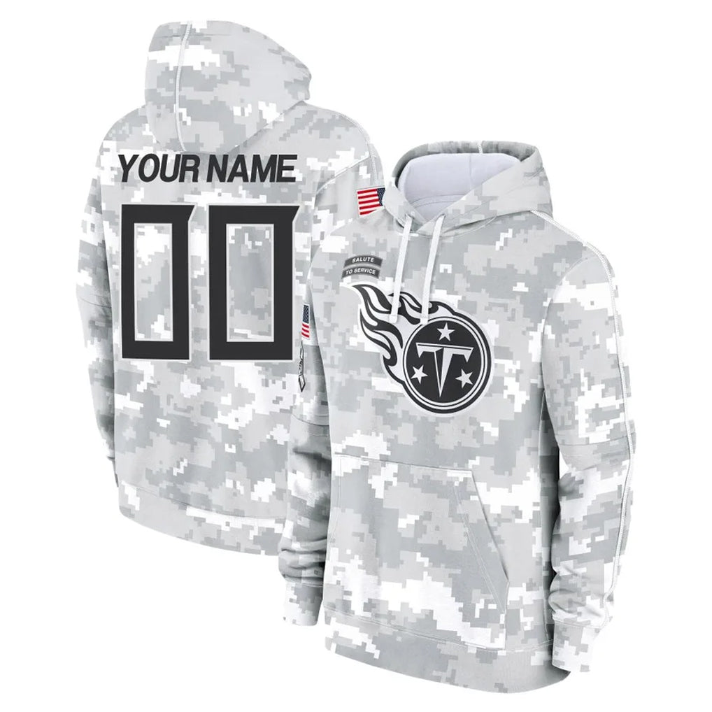 Davalo Custom T.Titans Camo Arctic Salute to Service Pullover Hoodies Home Game Any Name & Numbers Stitched Jerseys