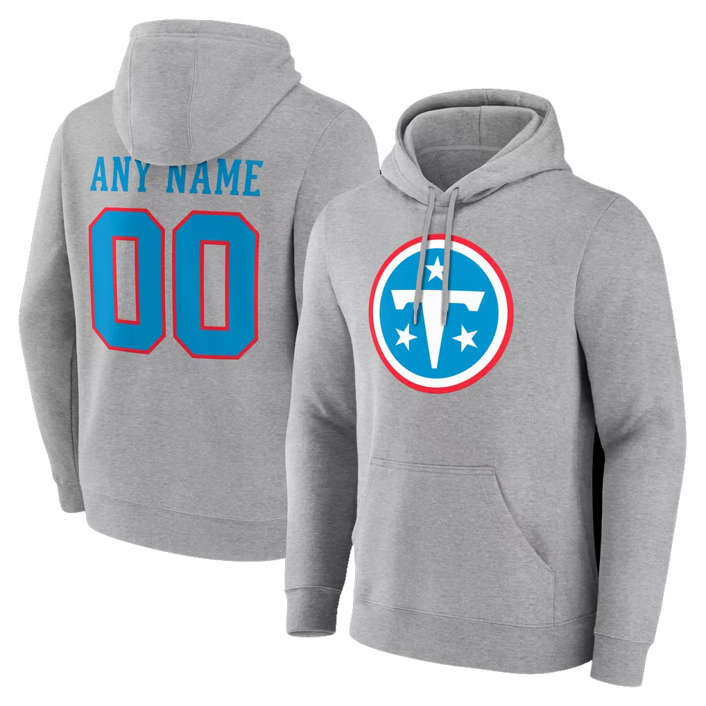 Davalo Custom T.Titans Light Gray LOGO Pullover Hoodies Home Game Any Name & Numbers Stitched Jerseys