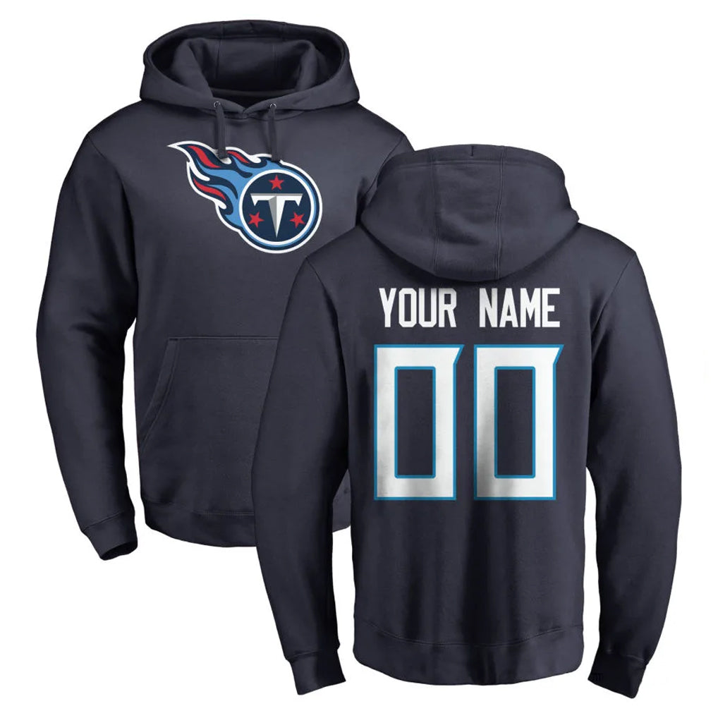 Davalo Custom T.Titans Navy Logo Pullover Hoodies Home Game Any Name & Numbers Stitched Jerseys