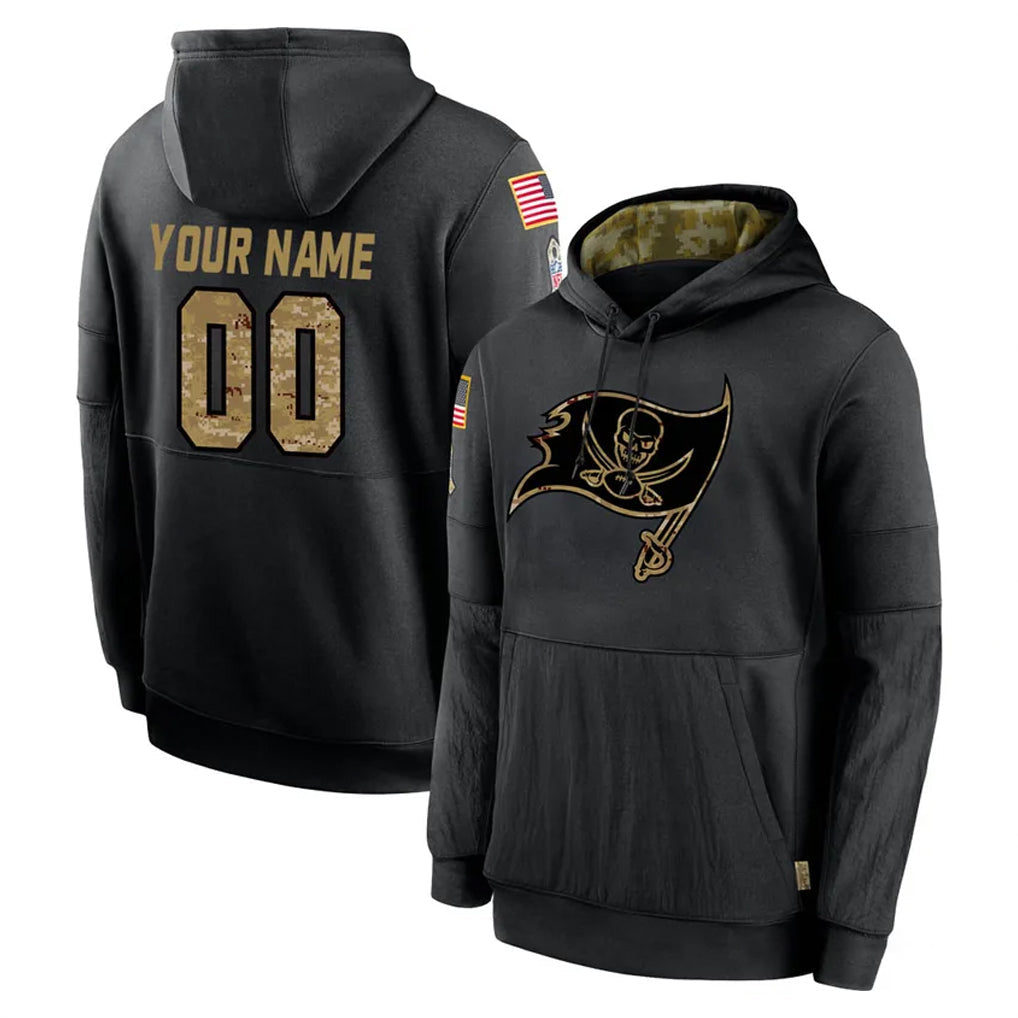 Davalo Custom TB.Buccaneers Black Salute to Service Sideline Performance Pullover Hoodies Any Name & Numbers Home Game Stitched Jerseys