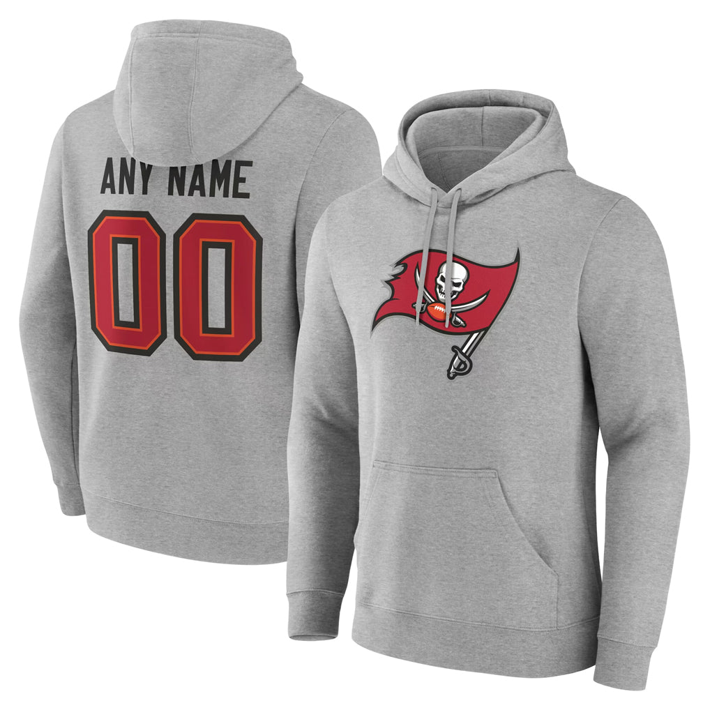 Davalo Custom TB.Buccaneers Gray Pullover Hoodie Home Game Any Name & Numbers Stitched Jerseys