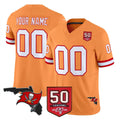 Davalo Custom TB.Buccaneers Orange 50th Season Vapor Limited Home Game Any Name & Numbers Stitched Jerseys