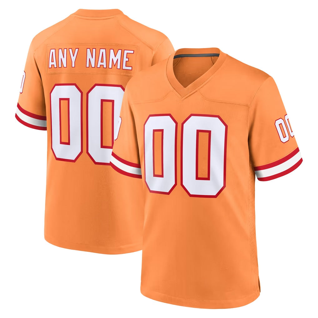 Davalo Custom TB.Buccaneers Orange Throwback Home Game Any Name & Numbers Stitched Jerseys